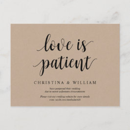 Rustic Kraft, liefde is geduldig, gewacht Briefkaart