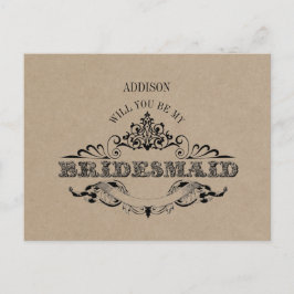 Rustic Kraft  Lijst Be My Bridesmaid Kaart