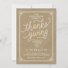 Rustic Kraft Lijst Family Thanksgiving Dinner Kaart