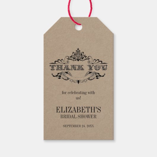 Rustic Kraft Lijst Vrijgezellenfeest Dank u wel Cadeaulabel (Voorkant)