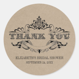 Rustic Kraft  Lijst Vrijgezellenfeest Dank u wel Ronde Sticker