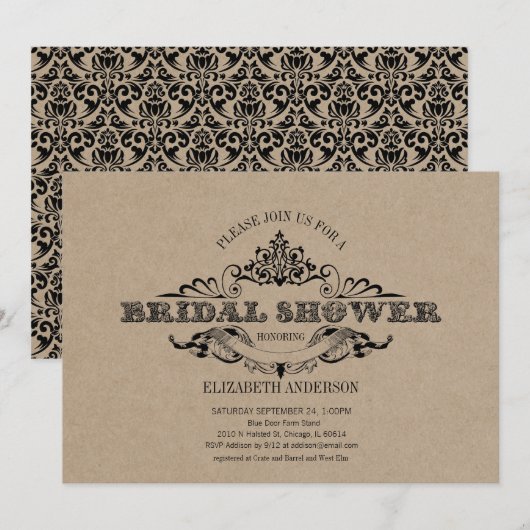 Rustic Kraft  Lijst Vrijgezellenfeest Kaart (Voorkant / Achterkant)