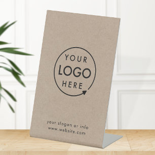 Rustic Kraft Logo Bedrijfs minimalistisch Modern Reclamebord Met Voetstuk