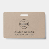 Rustic Kraft Logo | Minimalistische personeelskaar Badge (Achterkant)