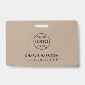 Rustic Kraft Logo | Minimalistische personeelskaar Badge (Voorzijde)