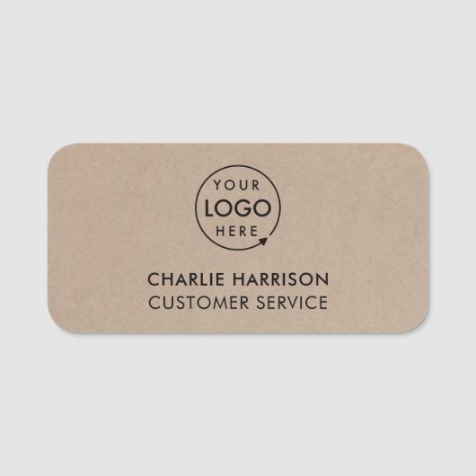 Rustic Kraft Logo | Modern personeel voor zakelijk Naamplaatje (Voorkant)