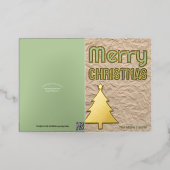 Rustic Kraft Look Folded Non-Photo Green Gold Folie Feestdagenkaart (Buiten Laag)