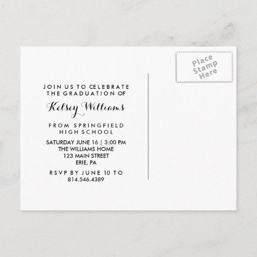 Rustic Kraft Look Foto Afstuderen Celebration Uitnodiging Briefkaart (Achterkant)