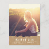 Rustic Kraft Look Foto Afstuderen Celebration Uitnodiging Briefkaart (Voorkant)