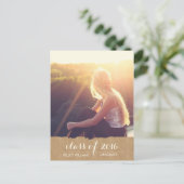 Rustic Kraft Look Foto Afstuderen Celebration Uitnodiging Briefkaart (Staand voorkant)