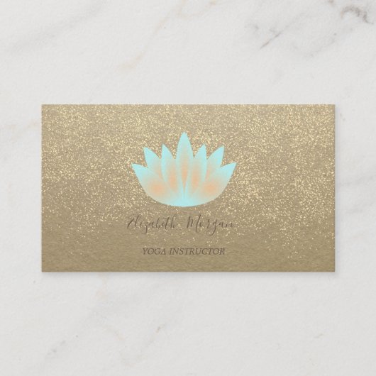 Rustic Kraft, Lotus, Gold Confetti Yoga Instructor Visitekaartje (Voorkant)