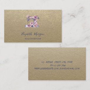 Rustic Kraft, Lotus, Gouden Confetti Naaimachine Visitekaartje