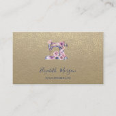 Rustic Kraft, Lotus, Gouden Confetti Naaimachine Visitekaartje (Voorkant)