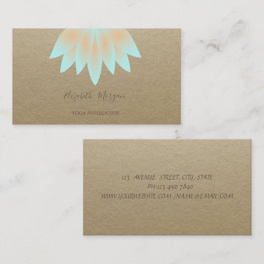 Rustic Kraft, Lotus, Yoga Instructor Visitekaartje (Voorkant / Achterkant)