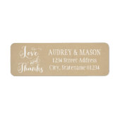 Rustic Kraft Love and Bedankt Wedding Address Etiket (Voorkant)