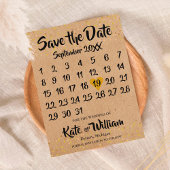 Rustic Kraft Love Heart Calendar Save the Date Aankondigingskaart