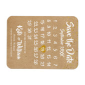 Rustic Kraft Love Heart Calendar Save the Date Magneet (Horizontaal)