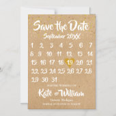 Rustic Kraft Love Heart Calendar Save the Date Magnetische Uitnodiging (Voorkant)