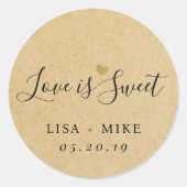 Rustic Kraft Love is een geweldige huwelijksgunst Ronde Sticker (Voorkant)