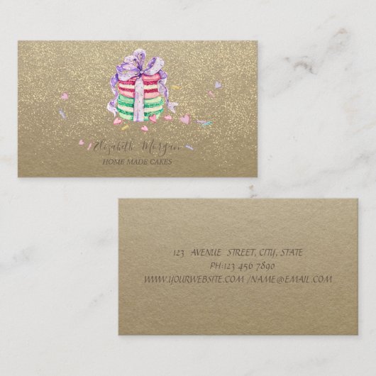 Rustic Kraft, Macarons Hand Made Cakes Visitekaartje (Voorkant / Achterkant)