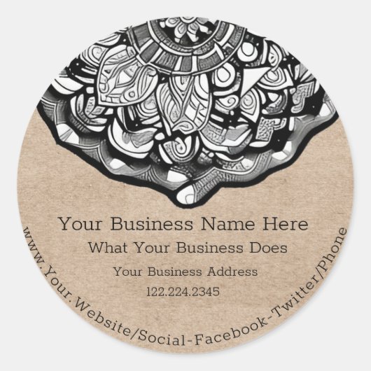 Rustic Kraft Mandala Ronde Sticker (Voorkant)