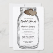 Rustic Kraft Mason Jar Burlap Hearts Vrijgezellenf Kaart (Voorkant)