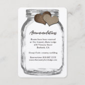 Rustic Kraft Mason Jar Hearts Accommodatie Kaart (Voorkant)