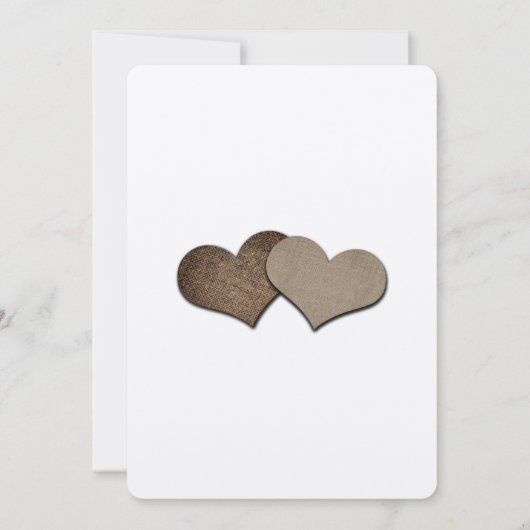 Rustic Kraft Mason Jar Two Burlap Hearts Wedding Kaart (Achterkant)