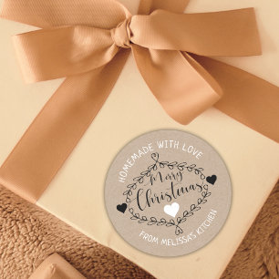Rustic Kraft Merry Christmas zelfgemaakt met liefd Ronde Sticker