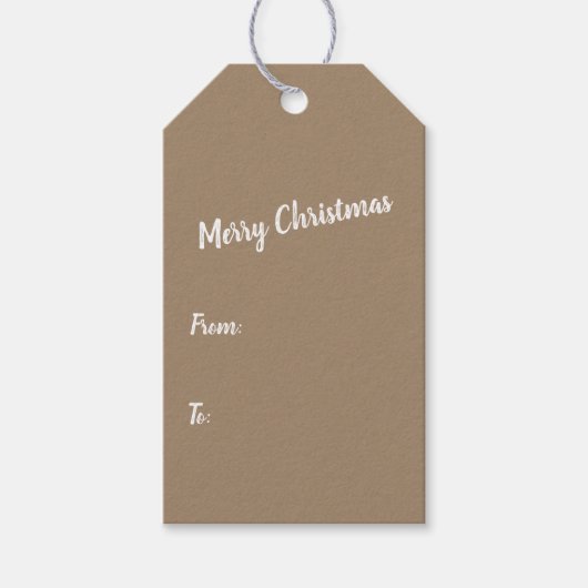 Rustic Kraft Merry Kerstfeestdag Cadeaulabel (Voorkant)