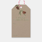 Rustic Kraft Merry kerstpine komt op kantoor Cadeaulabel (Voorkant)