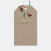 Rustic Kraft Merry kerstpine komt op kantoor Cadeaulabel (Achterkant)