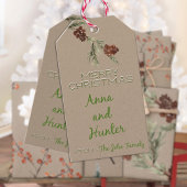 Rustic Kraft Merry kerstpine komt op kantoor Cadeaulabel