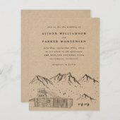 Rustic Kraft met de hand getrokken bergen & Hut We Uitnodiging Briefkaart (Voorkant / Achterkant)