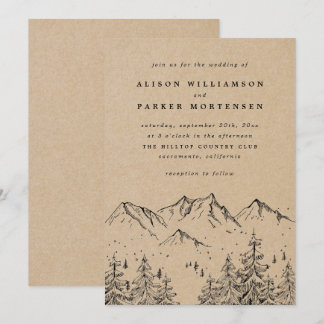 Rustic Kraft met de hand getrokken bergen & ringze Kaart