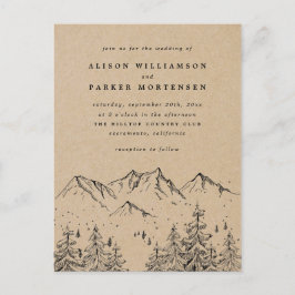 Rustic Kraft met de hand getrokken bergen & Trees  Uitnodiging Briefkaart