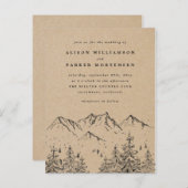 Rustic Kraft met de hand getrokken bergen & Trees  Uitnodiging Briefkaart (Voorkant / Achterkant)