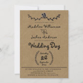 Rustic Kraft met Laurel Vine Wedding Uitnodiging (Voorkant)