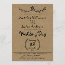 Rustic Kraft met Laurel Vine Wedding Uitnodiging