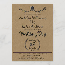 Rustic Kraft met Laurel Vine Wedding Uitnodiging