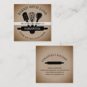 Rustic Kraft met liefdesbevel bedankt Vierkante Visitekaartje (Voorkant / Achterkant)