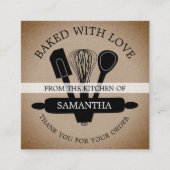 Rustic Kraft met liefdesbevel bedankt   Vierkante Visitekaartje (Voorkant)