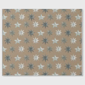 Rustic Kraft Metallic Scandinavian Stars Cadeaupapier (Vlak)