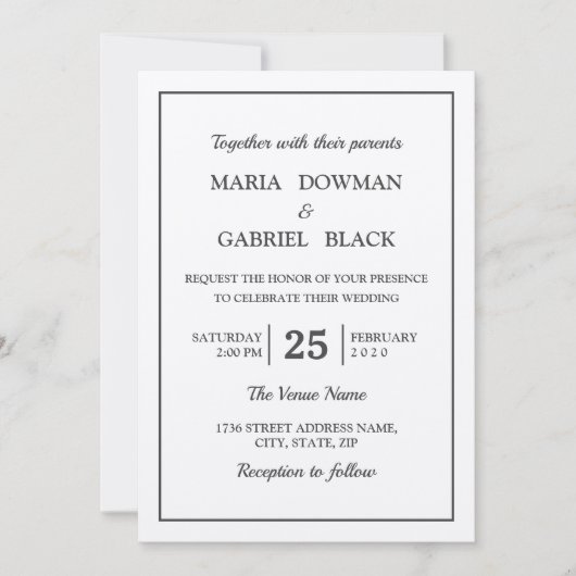 Rustic Kraft Minimal Modern Wedding Kaart (Voorkant)