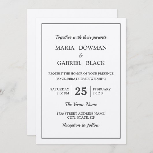 Rustic Kraft Minimal Modern Wedding Kaart (Voorkant / Achterkant)