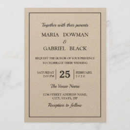 Rustic Kraft Minimal Modern Wedding Kaart