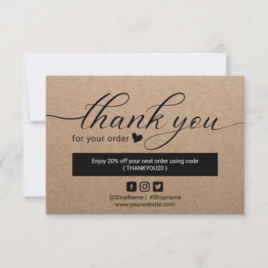 Rustic Kraft Minimalist Order Hartelijk dank Bedankkaart (Voorkant)
