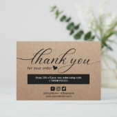 Rustic Kraft Minimalist Order Hartelijk dank Bedankkaart (Staand voorkant)