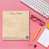 Rustic Kraft Minimalist QR Code Trendy Business Notitieblok