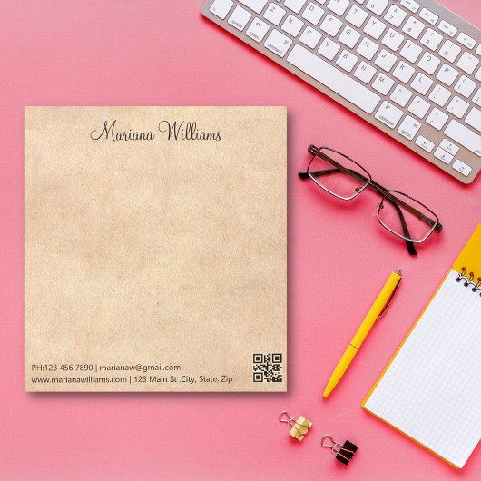 Rustic Kraft Minimalist QR Code Trendy Business Notitieblok